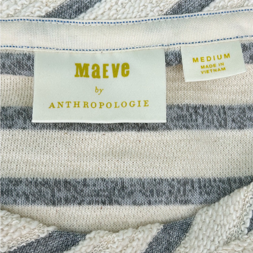 Maeve by Anthropologie Astor Faux Fur Trimmed Striped Pullover Top - Picture 9 of 12